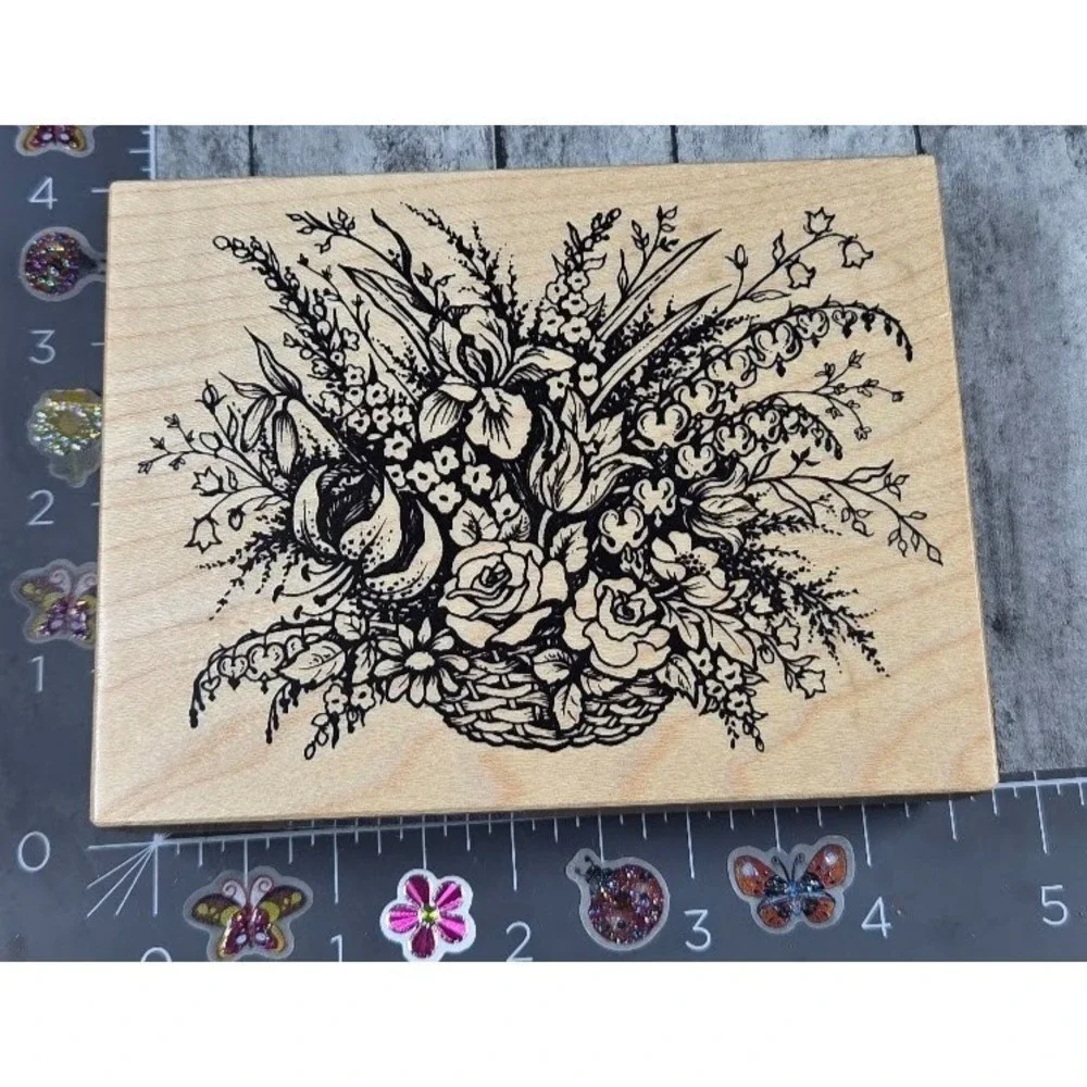 PSX Designs Basket Bouquet K787 Flowers 1993 Rubber Stamp #G13